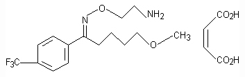 马来酸氟伏沙明, (E)-5-甲氧基-1-(4-三氟甲苯基)-O-(2-胺乙肟基)-1-戊酮马来酸盐, CAS #: 61718-82-9