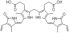 Bilirubin, 2,17-Diethenyl-1,10,19,22,23,24-hexahydro-3,7,13,18-tetramethyl-1,19-dioxo-21H-biline-8,12-dipropanoic acid CAS #: 635-65-4