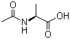 2-Acetylaminopropionic acid, 2-Acetamidopropanoic acid, N-Acetyl-L-alanine, CAS #: 97-69-8